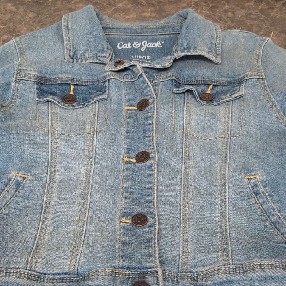 Cat & Jack Light Blue Jean Jacket Girls Size 10/12 - Picture 3 of 5